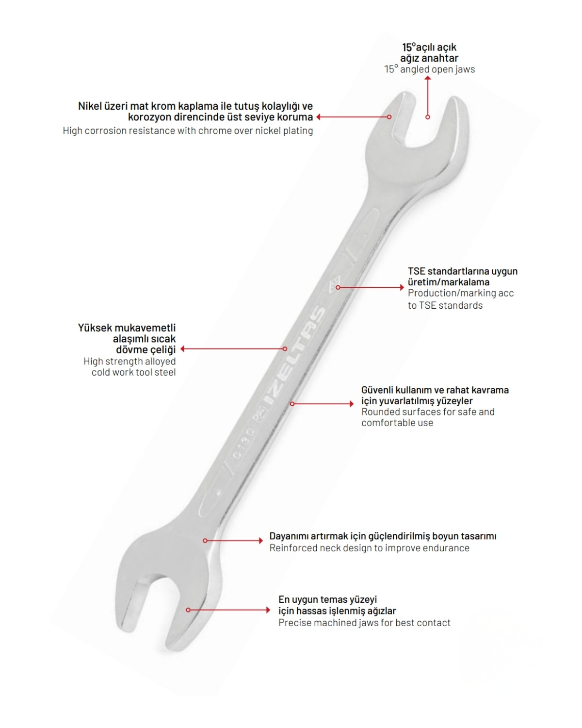 İzeltaş İki Ağız Anahtar Uzun Boy
